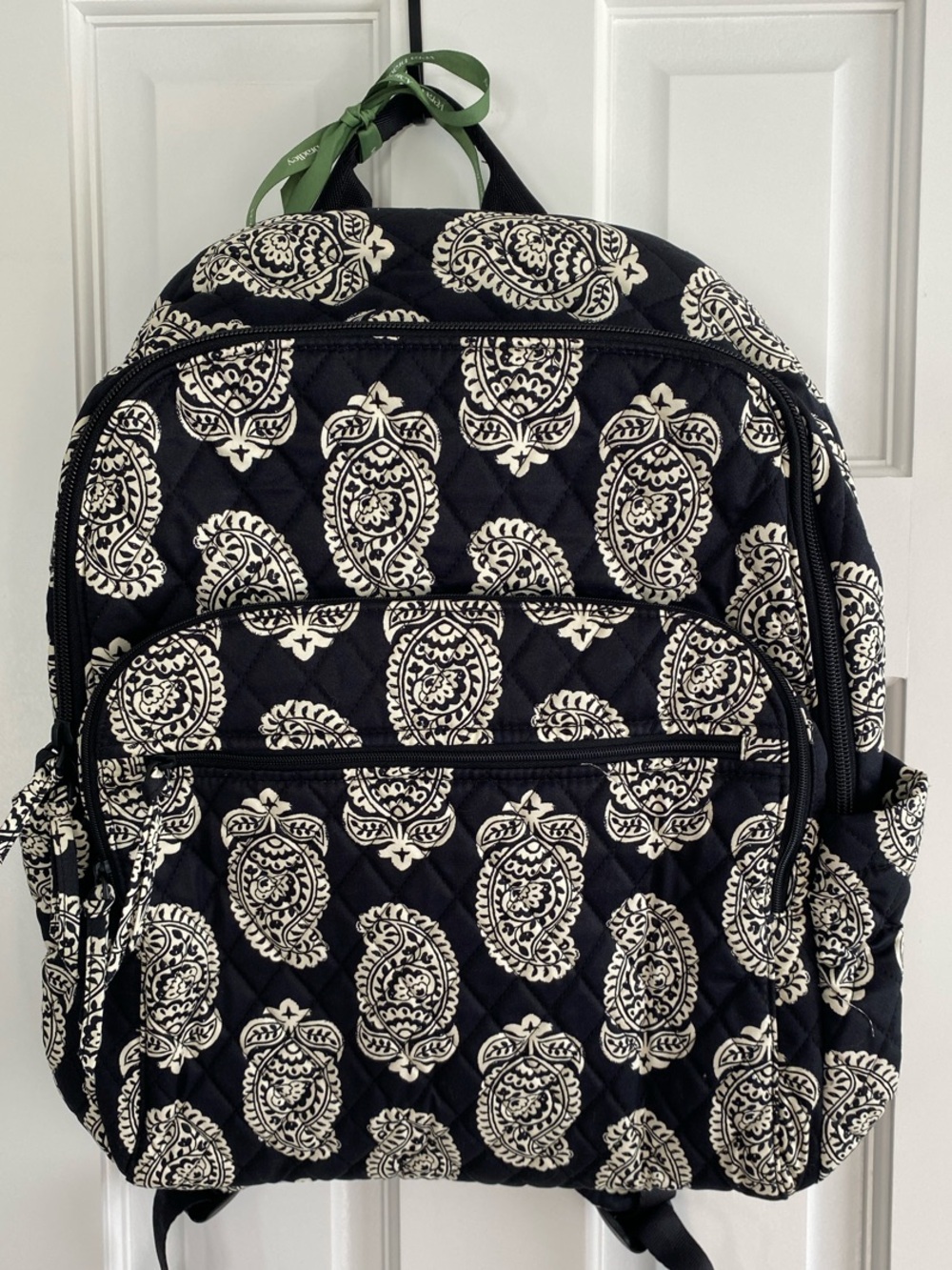 Vera Bradley Black Paisley Backpack with Cream Print